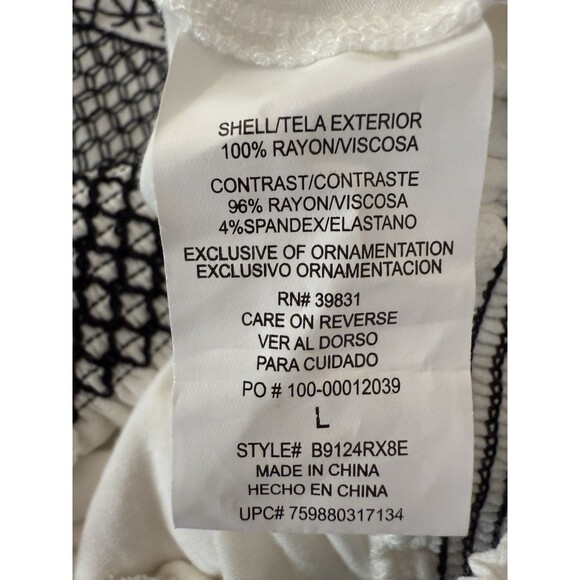 Democracy Womens Embroidered Dolman Sleeve Top Ivory/Black w/ attached Tank Sz L - Picture 11 of 13